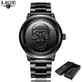 LIGE LG9876 Fashion Personality Skull Stereo Watch Men's Quartz Watch Fashion Waterproof Watch