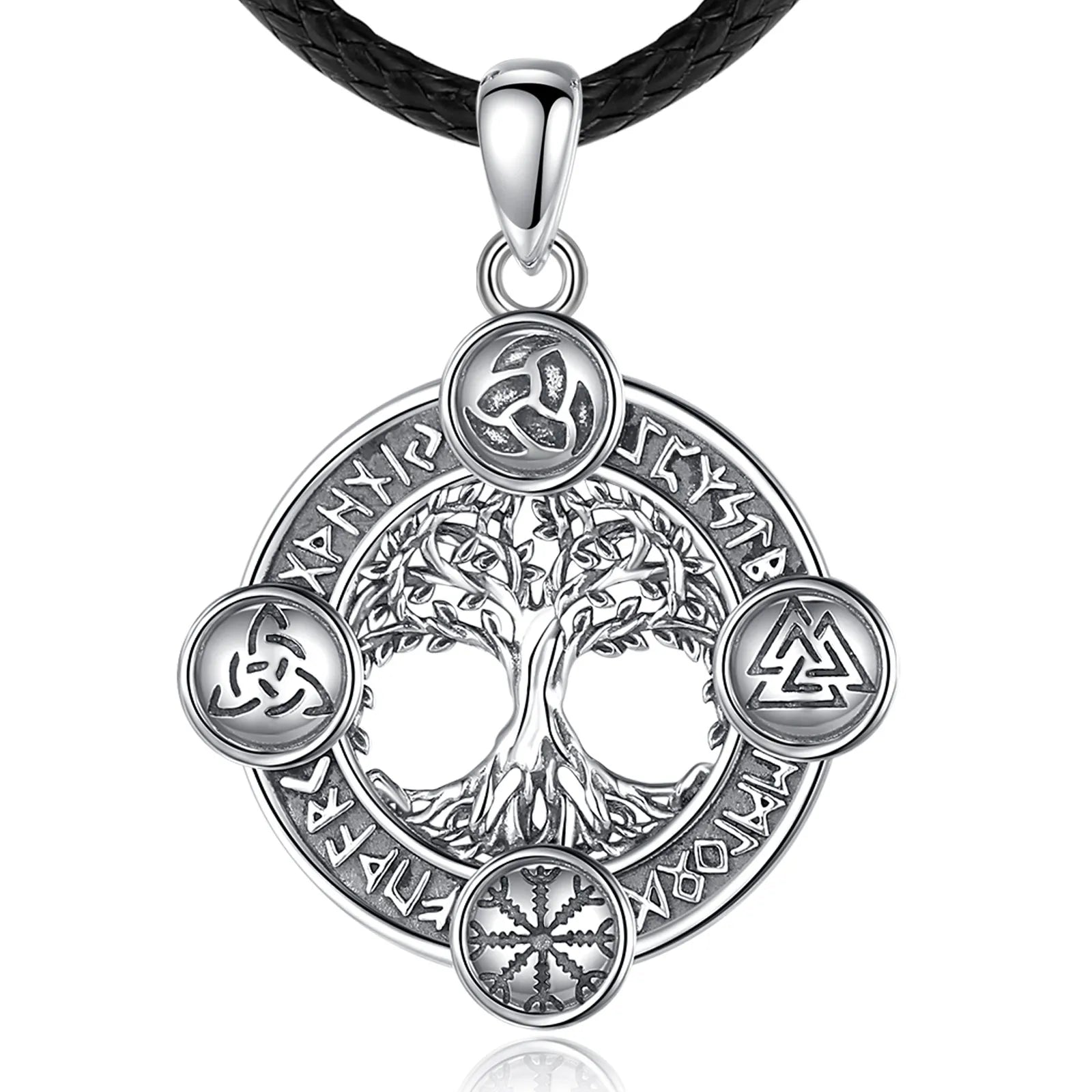 Changda 925 Sterling Silver Greek Oem Norse Mythology Warrior Jewelry Dainty Viking Tree of Life Vintage Necklace