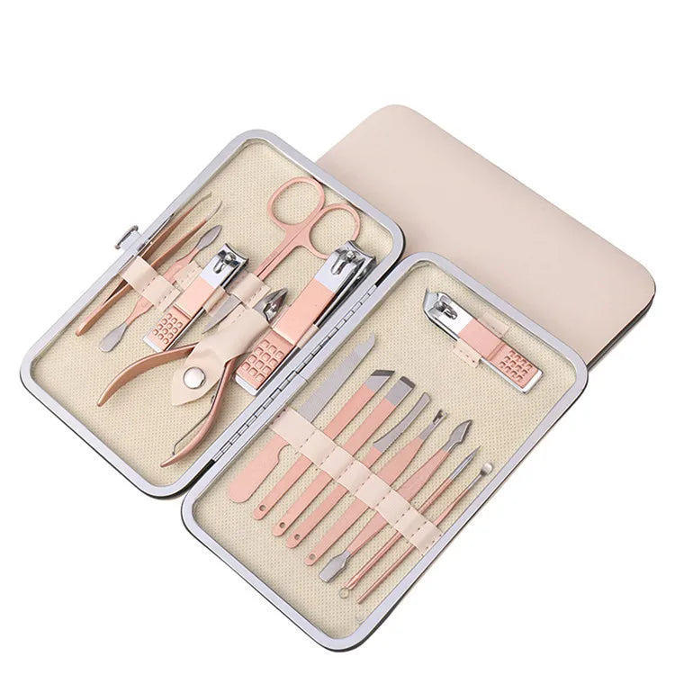 All in 1 Matt Pink Peivate Label Travel Professional Manicure Pedicure Set