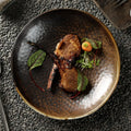 Factory Direct Wholesale Restaurant Ceramic Vintage Sushi Pasta Platehotel Porcelain Dinnerware Like Copper Deep Dinner Plates