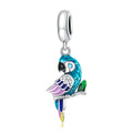 925 Sterling Silver Vivid Bright Parrot Pendant Fit Charms Bracelet & Bangle Dainty Bird Charms Women Fine Jewelry SCC2271