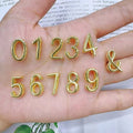 JS1642 18K Gold Digits Number CharmTiny Mini  Arabic Numbers Charm Slider Beads for Wristband Bracelet