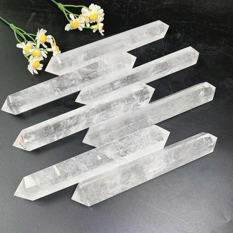 15cm Nature Stones Spiritual Products Crystal Double Points Clear Quartz Wand Tower for Sale