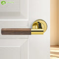 Modern Gold Black Bronze Finishes 304 Stainless Steel Walnut Door Handle Luxury Wooden Lever Handle for Interior Door
