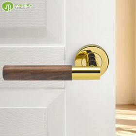 Modern Gold Black Bronze Finishes 304 Stainless Steel Walnut Door Handle Luxury Wooden Lever Handle for Interior Door