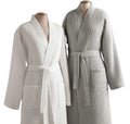 Custom Fabric Logo Cotton Waffle Women Ladies White Long Sleeve Luxury Bathrobe SPA Belted Kimono Bath Robe for Woman