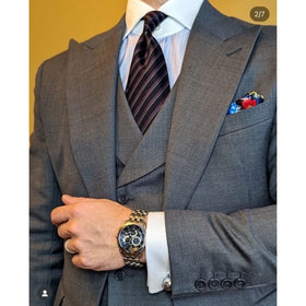 Brand Boutique Men Suits Fashion Dark Grey Men Casual Business Suit 3 Piece Set(Jacket+Vest+Pant) Groom Wedding Tuxedos