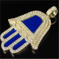 Wholesale Pass Diamond Tester Ice Out VVS Moissanite Silver Enamel 1.5Inch Fatima Hamsa Pendant Islam Hip Hop Necklace Pendant