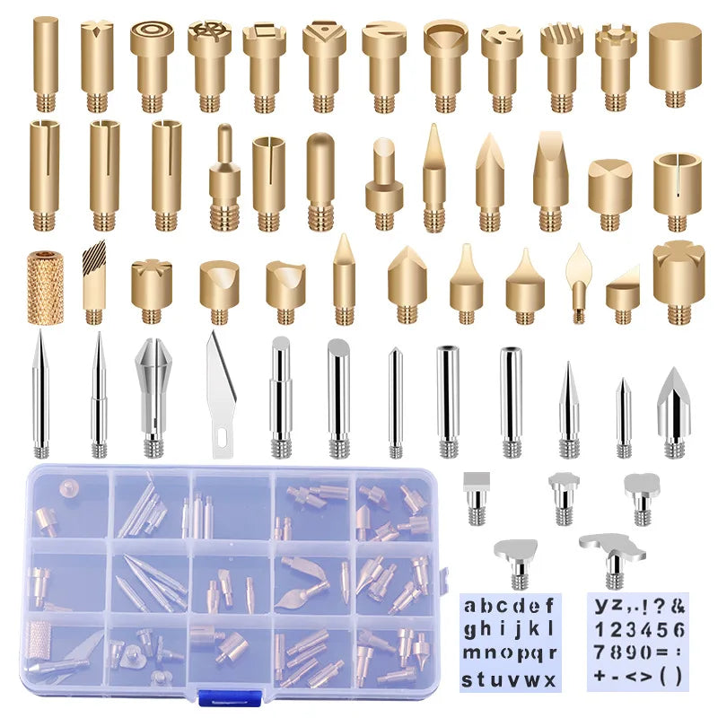 53PCS Wood Burning Soldering Tools Kit for Wood Burning Tips Set Pyrographying Embossing and Carving