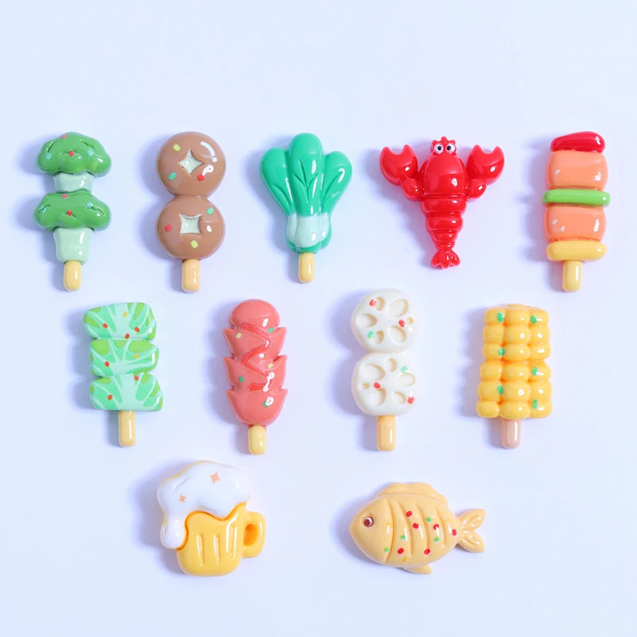 Lovely Polish Effect Barbeque Food Design Flat Back Resin Caobhcons Hair Clip Clasp Accessories