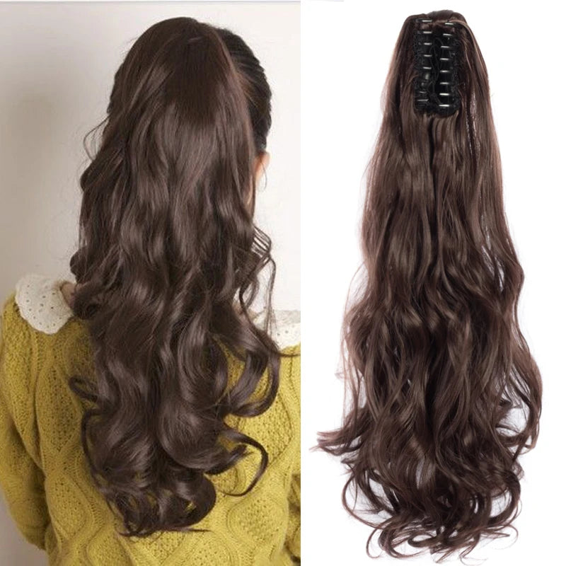 Synthetic Hair Extensions Ponytail 200g Ponytail Wig 20inch  Brazilian Hair Clip Ponytail