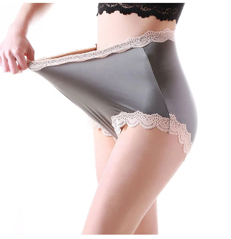 Lace Satin Panties New Style Silk for Fat Women Plus Size 100-120KG Bikini Adults Women Seamless Underwear Knitted Nylon Panties