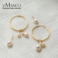 EManco 5PCS Freshwater Pearl Earrings DIY with Irregular Stainless Steel Pearl Hoop Earrings Ladies Party Gift