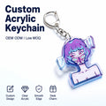 Custom Acrylic Keychain Colorful New Plastic Cartoon Custom Color Epoxy Gradient Charm Clear Transparent with UV Printing