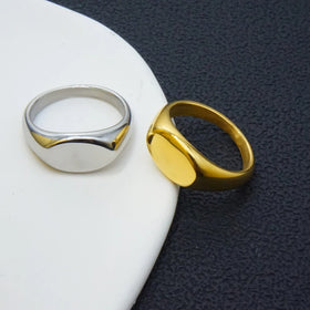 Wholesale Stainless Steel Rings Men Women 18K Gold Plated Blank Engraved LOGO Name Jewelry Ring Wedding Eternity Engagement Ring