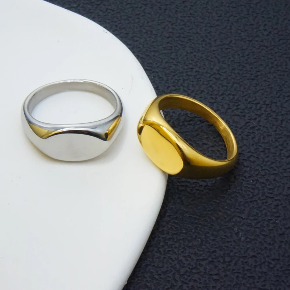 Wholesale Stainless Steel Rings Men Women 18K Gold Plated Blank Engraved LOGO Name Jewelry Ring Wedding Eternity Engagement Ring