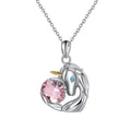 RINNTIN SSWN20 Fashion Design Silver 925 Jewelry Rhodium Plated 28mm Cute Unicorn Crystal Pendant Necklace