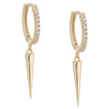 LOZRUNVE Minimalist Jewelry Gold Plated Dainty Sterling Silver Long Spike Dangle Hoop Earring