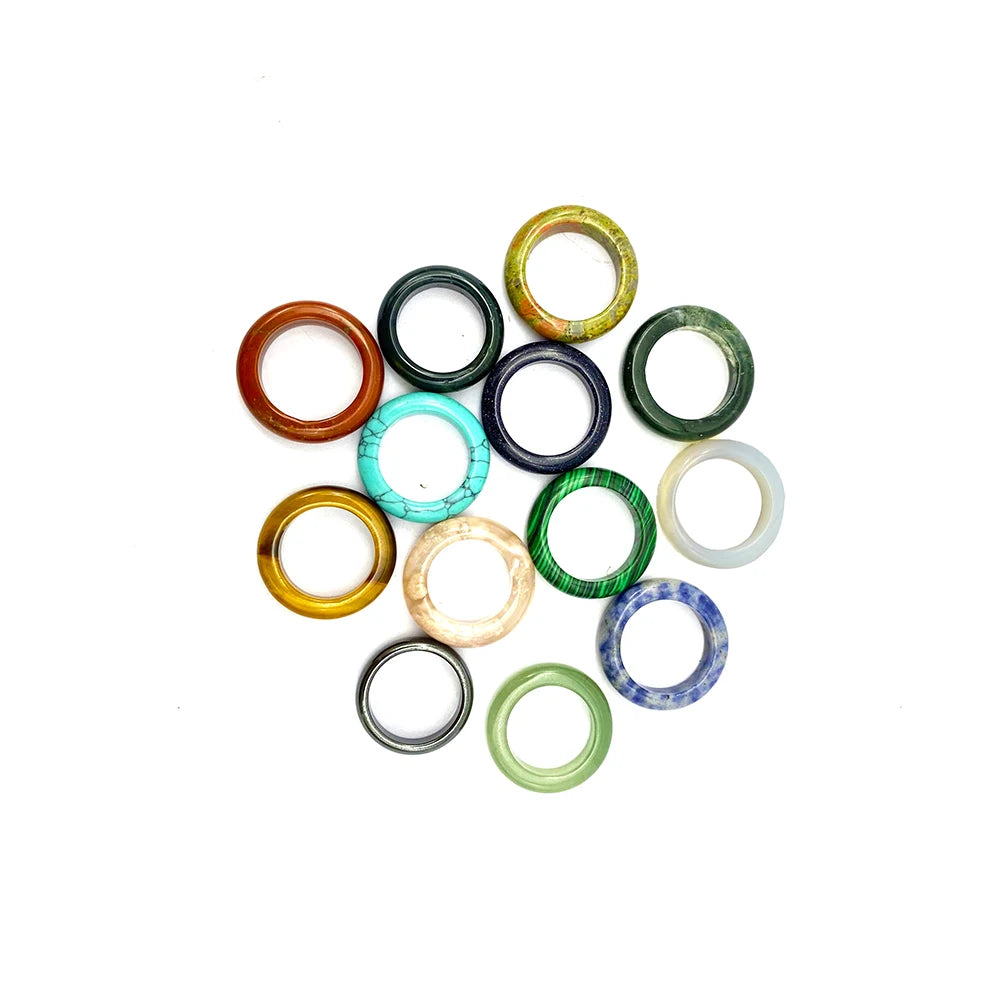 Wholesale Natural New Design Jade Ring Gemstone Agate Green Aventurine Turquoise Topaz Jade Rings Etc
