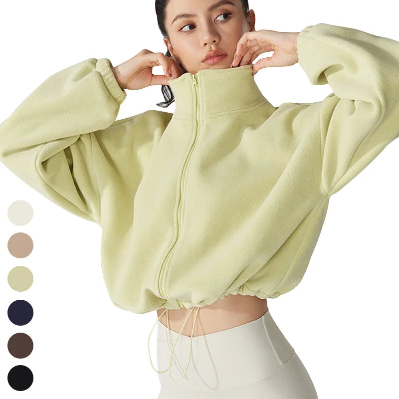 Winter Fleece Sports Wear Zipper Yoga Jackets Tiktok Hot Keep Warm Casual Sports Jacket Workout Activewear Jackets for Women