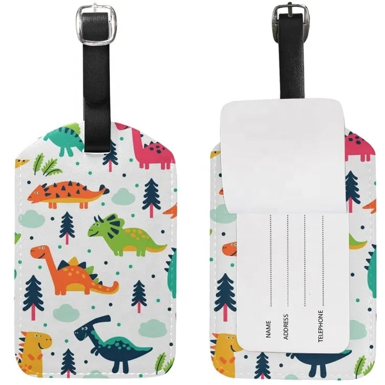 Custom Full Printing Travel Id Label Suitcase Privacy Protection Custom Print PU Leather  Bag Luggage Tags