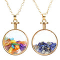 Round Glass Bottle Pendant Necklace Gold Drift Bottle Natural Crystal Stone Necklace for Women