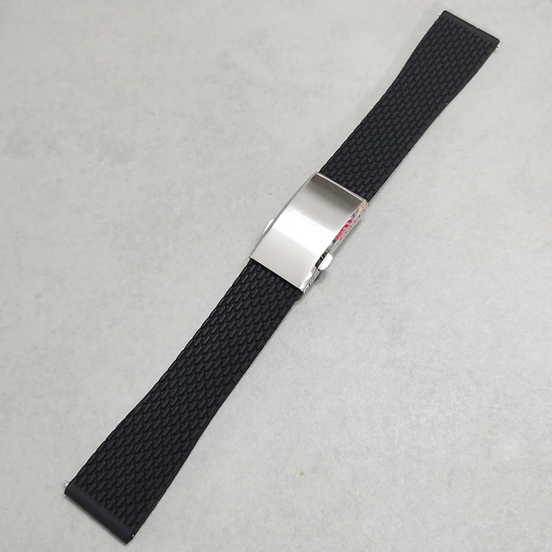 Quick Release Silicone Rubber Watch Band Watch Strap with Deployment Buckle