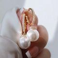 CAOSHI OEM ODM Graceful Pearl Cubic Zirconia Hanging Earring for Wedding Engagement Party Gold Plated CZ Drop Earrings for Women