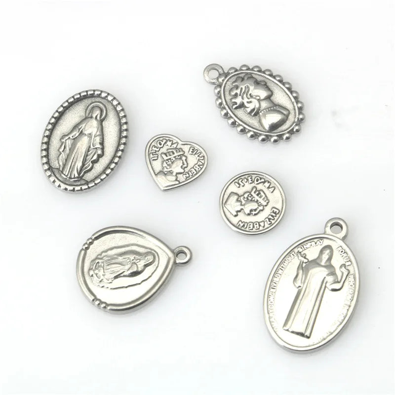 Stainless Steel Elizabeth Head Our Lady of Jesus Pendant Necklace Bracelet diy stainless steel ornament accessories