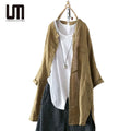 Oem Odm Women's Korean Vintage Elegant Tops Long Sleeve Loose Casual Shirts with Button Decoration Front Logo