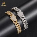 NUOYA 12MM Iced Out Cuban Bracelet 18K Gold Plated Men's Hip Hop Jewelry CZ Diamond Cuban Bling Gift for Party Rappers Style