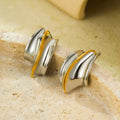 Fashion Personalized Design Earrings Stainless Steel Gold Stitching Stud Earrings Simple Gold Plated Jewelry