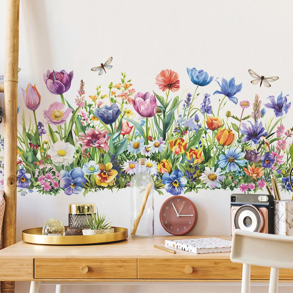 Creative 3D Flower Butterfly PVC Waterproof Wall Sticker for Home Decor Living Room Bedroom