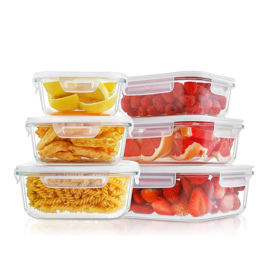 Borosilicate Glass Storage BPA Free Bento Lunch Boxes Glass Meal Prep Containers Set with Lids