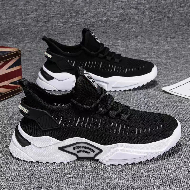 2026 Spring New Breathable Men's Shoes Fashion Fly Woven Sports Korean Students Running Shoes