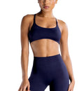 Blue Nylon/spandex Seamless Beautiful Back Fitness Yoga Backless Camisole Detachable Chest Pad