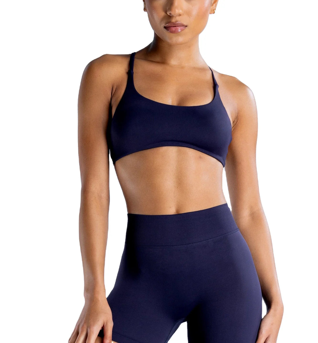 Blue Nylon/spandex Seamless Beautiful Back Fitness Yoga Backless Camisole Detachable Chest Pad
