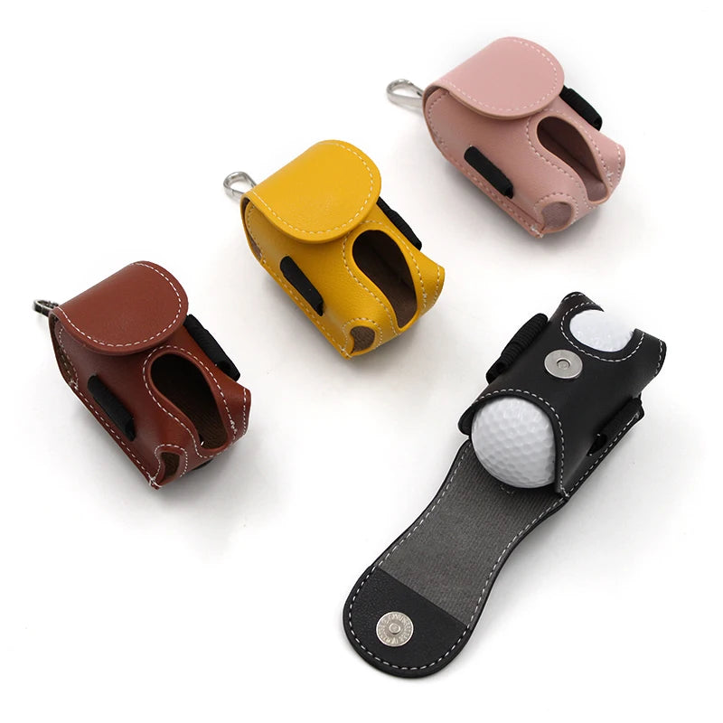 Durable Leather Golf Pouch High Quality Golf Ball Bag with Tee Holder Golf Accessories Storage Pouch for Men Women