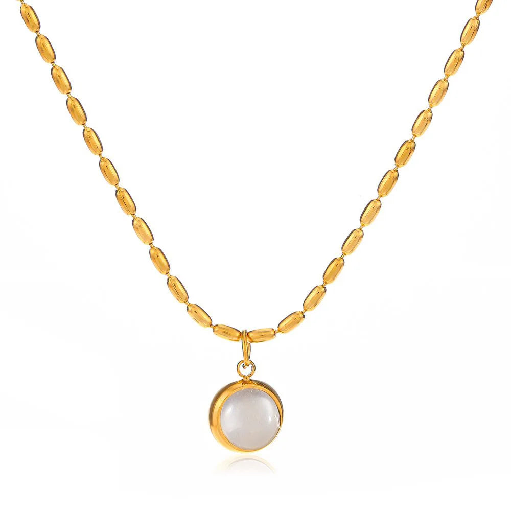 Shescity Trendy Women Gold Plated Stainless Steel Necklace Minimalist Charm Designer Link Chain Pendant Necklace Jewelry