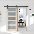 Kinmade 36*84*1.38 5 Lite Wood and Glass Barn Doors Fast Delivery Sliding Barn Door With Glass Hardware Kit & Handle
