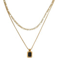 AA016151 Fashion Chain 18k Gold Plated Little Black Pendant Jewelry Designs Stainless Steel Necklace Layering Wholesale