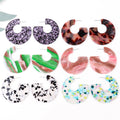 2025 Trendy Natural Leopard Print Texture Sequined Ocean Exaggerated Acrylic Hoop Earring for Women Fashionable Amber Geometric