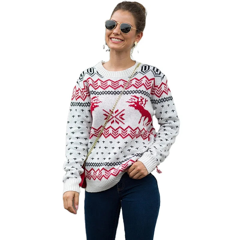 Custom LOGO New Design Novelty Knitwear Pullover Winter Crew Neck Knit Sweaters Long Sleeve Jumper Woman Ugly Christmas Sweater