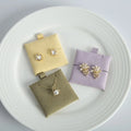 Lilai Luxury Satin White Ribbon Silk Jewelry Packaging Box Custom Logo Suede Travel Velvet Button Insert for Necklace Earring