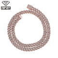 5A Zircon Brass Iced Out 9mm Cuban Link Chain Hip Hop White Gold Rose Gold Premium Quality Spring Clasp Cuban Chain Necklace