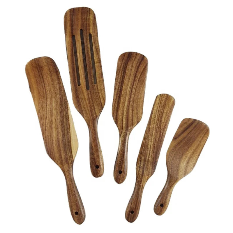 Wood Kitchen Cooking Utensils Set Wooden Spoon and Spatula Set for Serving and Cooking