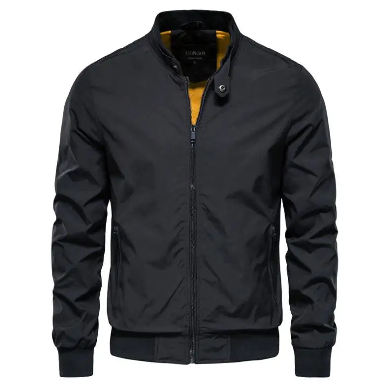 RNSHANGER Spring Autumn Mens Solid Flight Bomber Jacket Men's Long Sleeve Zipper Casual Baseball Coats Clothing for Men