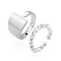 JJ0031-JJ0032 Personality Hand Jewelry Geometric Irregular Beaded Shape Ring S925 Sterling Silver
