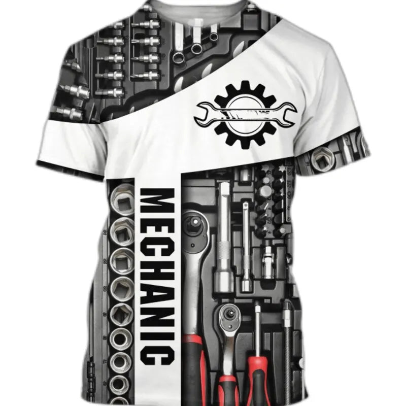 Fitspi Men T Shirt Vintage T-shirt Summer Clothing Personalized Name Mechanic 3d Print Tops Street Casual Sports Oversized