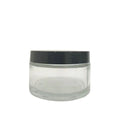 Customize Empty 200g 89mm clear Frosted Glass Bottle Jar with Lid Transparent Frosted Cream Jar with Black Plastic Lid